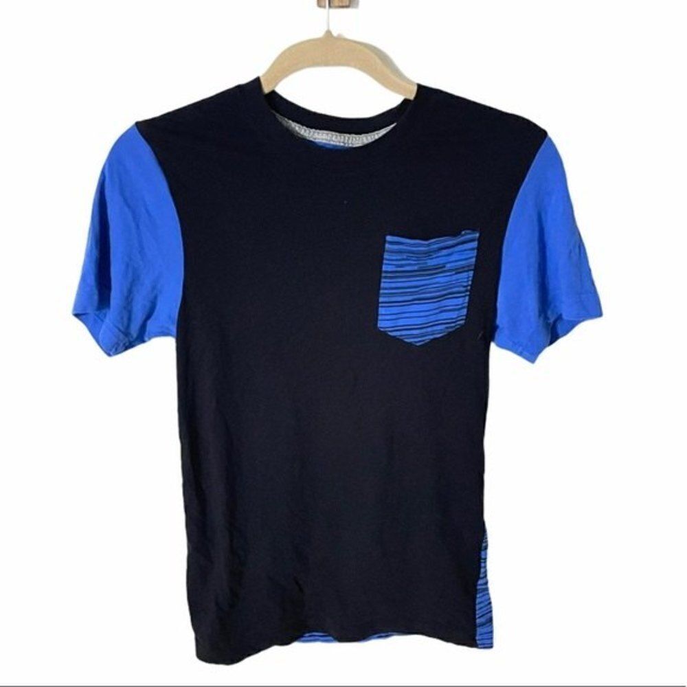 NIKE short sleeve shirt Womens black blue print small